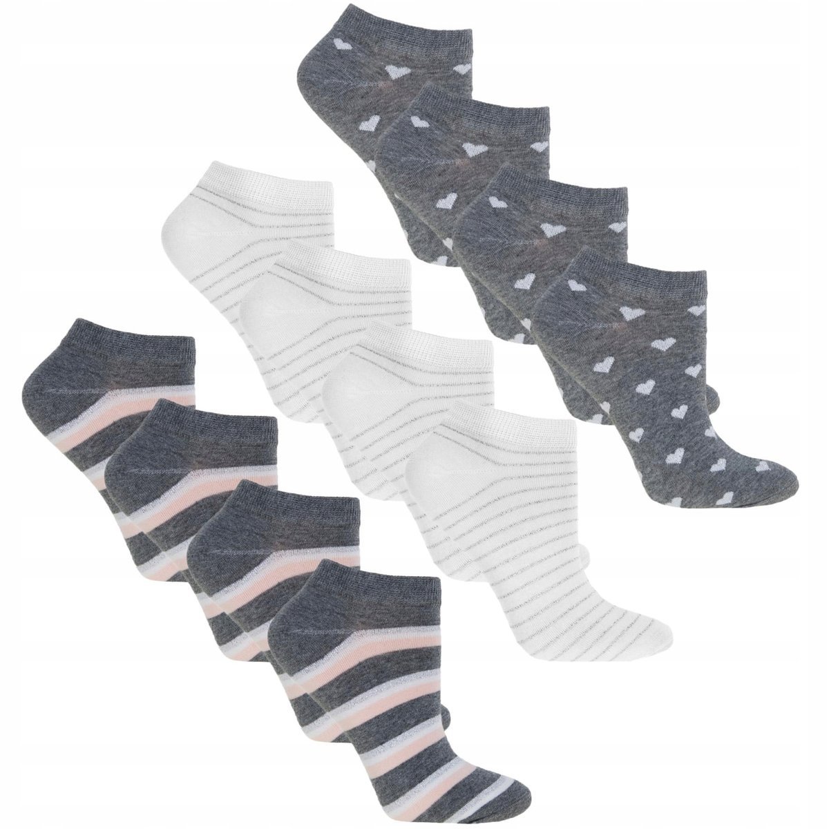 12X Niskie Skarpetki Damskie Stopki Bawełniane Kolorowe Moraj 38-41 Mix