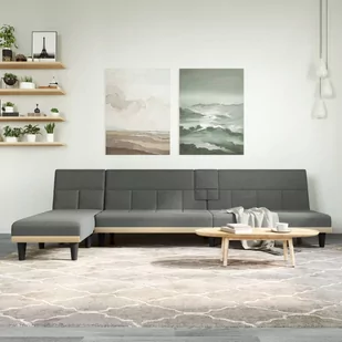 Sofa rozkładana L, ciemnoszara, 255x140x70 cm, tkanina Lumarko! - Narożniki - miniaturka - grafika 1