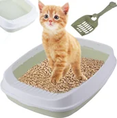 Kuwety dla kotów - Przyjaciele Soldna kuweta dla kota otwarta z ramką toaleta na żwirek + łopatka duża Soldna kuweta dla kota otwarta z ramką toaleta na żwirek + łopatka duża - miniaturka - grafika 1