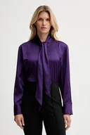 Koszule damskie - Calvin Klein koszula damska kolor fioletowy regular z wiązanym dekoltem LV044D125G - miniaturka - grafika 1