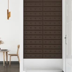 vidaXL Panele ścienne, 12 szt, brąz, 60x15 cm, sztuczna skóra, 1,08 m² 343987 - Panele ścienne i boazeria - miniaturka - grafika 5