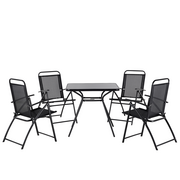 Meble ogrodowe - Shumee Zestaw ogrodowy stół i 4 krzesła czarny LIVO 63096 - miniaturka - grafika 1