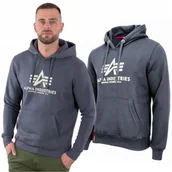 Bluzy męskie - Bluza z kapturem Alpha Industries Basic 178312 136 Grafitowa S - miniaturka - grafika 1