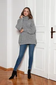 Swetry damskie - Sweter oversize z golfem - SWE148 szary - miniaturka - grafika 1