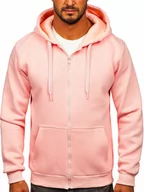 Bluzy sportowe męskie - Jasnoróżowa rozpinana bluza męska z kapturem Bolf 2008 - miniaturka - grafika 1