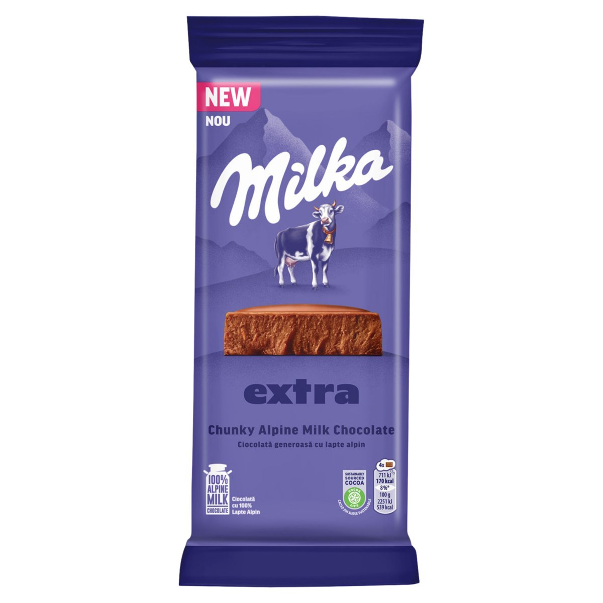 Milka Extra Chunky Mleczna Czekolada Kremowa Z Alpejskiego Mleka 190G
