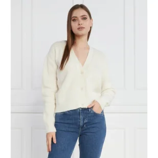 Calvin Klein Kardigan | Regular Fit | z dodatkiem wełny - Swetry damskie - miniaturka - grafika 1