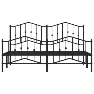 Metalowa rama łóżka z wezgłowiem i zanóżkiem, czarna, 183x213cm Lumarko! - Łóżka - miniaturka - grafika 6