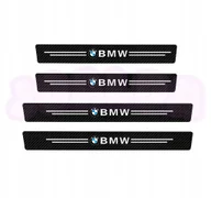 Akcesoria motoryzacyjne - OCHRONNE nakładki NAKLEJKI folia NA PROGI logo BMW carbon 4 szt. - miniaturka - grafika 1
