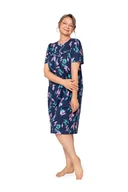 Bielizna nocna - KOSZULA NOCNA DAMSKA 3XL KRÓTKI RĘKAW BAWEŁNIANA LUŹNA ROZPINANA GRANATOWA - miniaturka - grafika 1