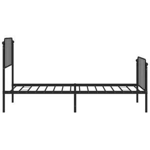 Metalowa rama łóżka z wezgłowiem i zanóżkiem, czarna, 90x200 cm Lumarko! - Łóżka - miniaturka - grafika 1