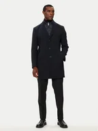 Płaszcze męskie - Bugatti Płaszcz wełniany 626228-64084 Granatowy Regular Fit - miniaturka - grafika 1