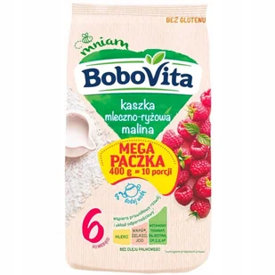 Bobovita Bezglutenowa Kaszka Mleczno Ryżowa Malinowa 6 Miesiącu 400g - Kaszki dla dzieci - miniaturka - grafika 1