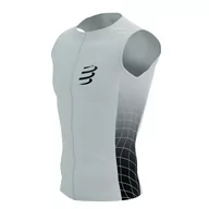 Koszulki sportowe męskie - COMPRESSPORT Triathlonowa koszulka kompresyjna TRI POSTURAL AERO TANK TOP black/white print - miniaturka - grafika 1
