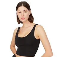 Koszulki i topy damskie - LOS OJOS Crop Tops damski biustonosz sportowy, średni, z wyściełanym biustonoszem, tank top dla kobiet, czarny, XL - miniaturka - grafika 1