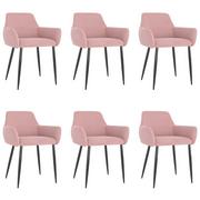 Krzesła - vidaXL Lumarko Krzesła stołowe, 6 szt., różowe, obite aksamitem 3068033 - miniaturka - grafika 1
