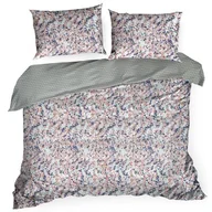 Pościel - Pościel satynowa ESPRIT 200x220 Eurofirany miętowa pomarańczowa w kwiatuszki + geometryczny rzucik - miniaturka - grafika 1