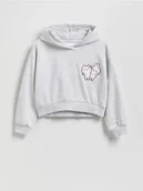 Bluzy dla dziewczynek - Reserved - Krótka bluza Mimi & Neko - jasnoszary - miniaturka - grafika 1