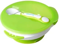 Miseczki i talerzyki dla dzieci - Kidsme bowl with suction cup lid and thermo spoon Lime from 9 months 9832LI - miniaturka - grafika 1