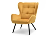 Fotele - Nowoczesny Fotel Uyszak Pikowany Noel Miodowy Velvet - Czarne Nogi - miniaturka - grafika 1