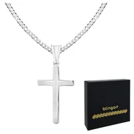 Bransoletki - Srebrny krzyżyk frezowany z łańcuszkiem srebro 925 - miniaturka - grafika 1