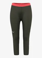 Kalesony - Legginsy termoaktywne damskie Salewa Cristallo Warm Amr 3/4 Tight - dark olive - miniaturka - grafika 1