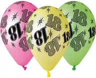 Urodziny dla dorosłych - GMR Balony lateksowe z nadrukiem 18 jaskrawe 30 cm 5 szt GS110/P18F - miniaturka - grafika 1