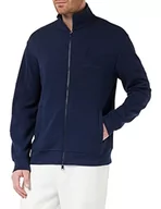 Swetry męskie - Armani Exchange Męskie logo Embossed on, zamek błyskawiczny, kieszeń z przodu kardigan, granatowy blezer, rozmiar L, granatowy blezer, L - miniaturka - grafika 1