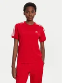 Koszulki i topy damskie - adidas T-Shirt 3-Stripes IR8050 Czerwony Regular Fit - miniaturka - grafika 1