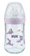 Butelki dla niemowląt - 745117C NUK NATURE SENSE Butelka szklana 240 ml z wsk. temp. fioletowa - miniaturka - grafika 1