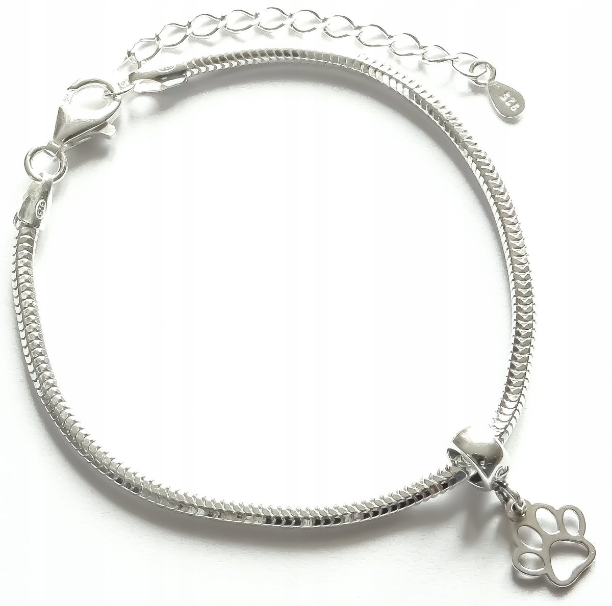 Bransoletka srebrna925 modułowa do charmsów 17-21 cm regulowana z korlikiem