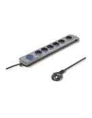 Listwy zasilające - qoltec Listwa antyprzepięciowa Quick Switch, 6 gniazd, 3m, szara - miniaturka - grafika 1