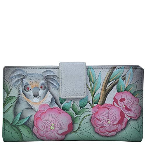 Anna by Anuschka Damski organizer, portfel, oryginalny, skórzany, ręcznie malowany, dwukrotnie składany, One Size