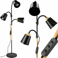 Lampy stojące - Lampa Lampka Stojąca Podłogowa Do Czytania Podwójna 3xE27 Regulacja Czarna - miniaturka - grafika 1