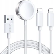 Akcesoria do smartwatchy - Joyroom Kabel 3w1 Joyroom S-IW007 USB-A / ładowarka magnetyczna, USB-A, Lightning 1.2m biały - miniaturka - grafika 1