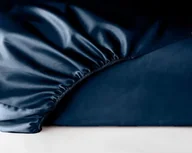 Prześcieradła - Prześcieradło Satynowe Navy Blue Z Gumką 200X200X25 Maro Home - miniaturka - grafika 1