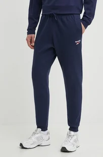 Reebok spodnie dresowe Identity kolor granatowy gładkie 100202851 - Spodnie męskie - miniaturka - grafika 1