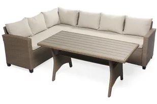 Narożnik ogrodowy technorattanowy Lagos Khaki Grey / Beige Melange - Sofy ogrodowe - miniaturka - grafika 1