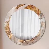 Lustra - Lustro z nadrukiem dekoracyjne okrągłe Złote liście - miniaturka - grafika 1