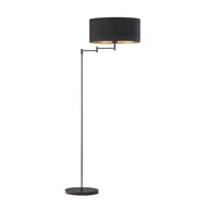 Lampy stojące - Elegancka lampa podłogowa z welurowym kloszem CANCUN VELUR, czarny ze złotym wnętrzem - miniaturka - grafika 1