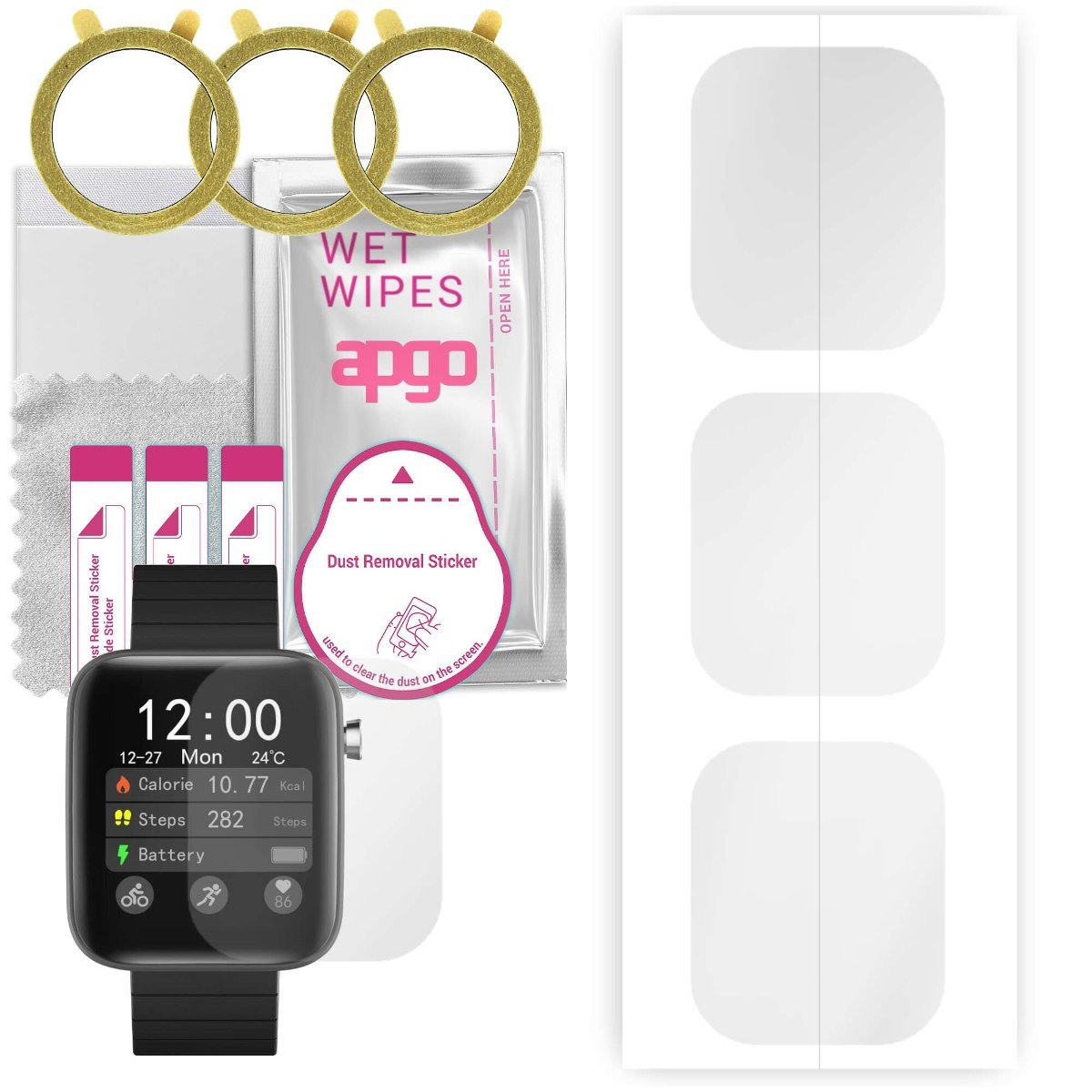 3x Folia hydrożelowa do Bemi CID - apgo Smartwatch Hydrogel Protection Ochrona na ekran smartwatcha