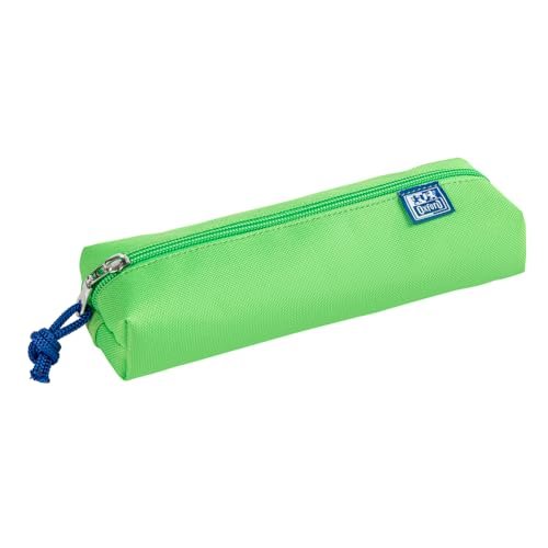 Oxford, Favorit średni okrągły piórnik na długopisy, 1 komora z zamkiem błyskawicznym, 7 x 21 l x wys. 4 cm, neonowy zielony