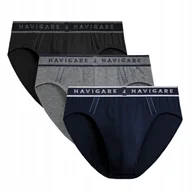 Majtki męskie - SLIPY Bawełniane MĘSKIE 3 PACK NAVIGARE Włoskie majtki Premium Wygodne *XL - miniaturka - grafika 1