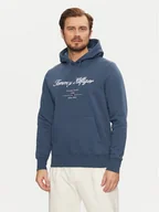 Bluzy męskie - Tommy Hilfiger Bluza Script Logo MW0MW33631 Niebieski Regular Fit - miniaturka - grafika 1