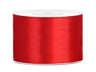 PartyDeco Tasiemka satynowa, czerwona, 50 mm / 25 m TS50-007 - Pasmanteria - miniaturka - grafika 1