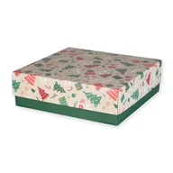 Pudełka i szkatułki - Pudełko Z Przykrywką Nadruk Choinki 285X275X85mm - miniaturka - grafika 1