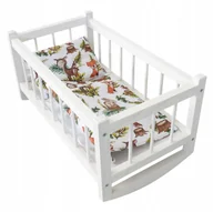 Pościel dla dzieci - Drewniana Kołyska Łóżeczko Dla Lalek Białe Pościel Zwierzątka Leśne Pokój - miniaturka - grafika 1