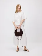 Koszule damskie - Reserved - Lniana koszula z krótkimi rękawami - biały - miniaturka - grafika 1