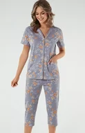Piżamy damskie - Piżama damska na krótki rękaw i 3/4 spodnie Nidri, Kolor szary-wzór, Rozmiar S, Italian Fashion - Primodo.com - miniaturka - grafika 1