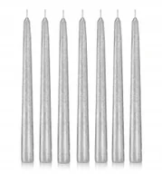 Świece - Świece stołowe stożek kokon 24 cm szt. 12 srebrne - miniaturka - grafika 1